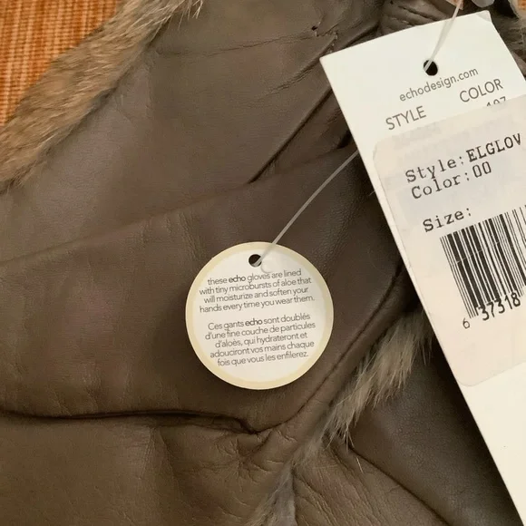 Echo Leather & Rabbit Fur Women’s Mittens L-XL Color Taupe Nude With Aloe NWT - Picture 6 of 12